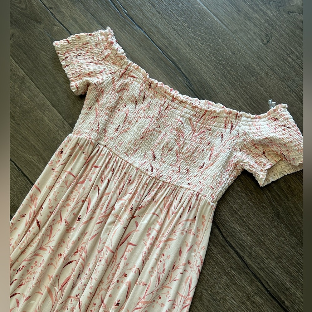 2/$40 Isabel Maternity by Ingrid & Isabel floral print off the shoulder a line M - Picture 4 of 6